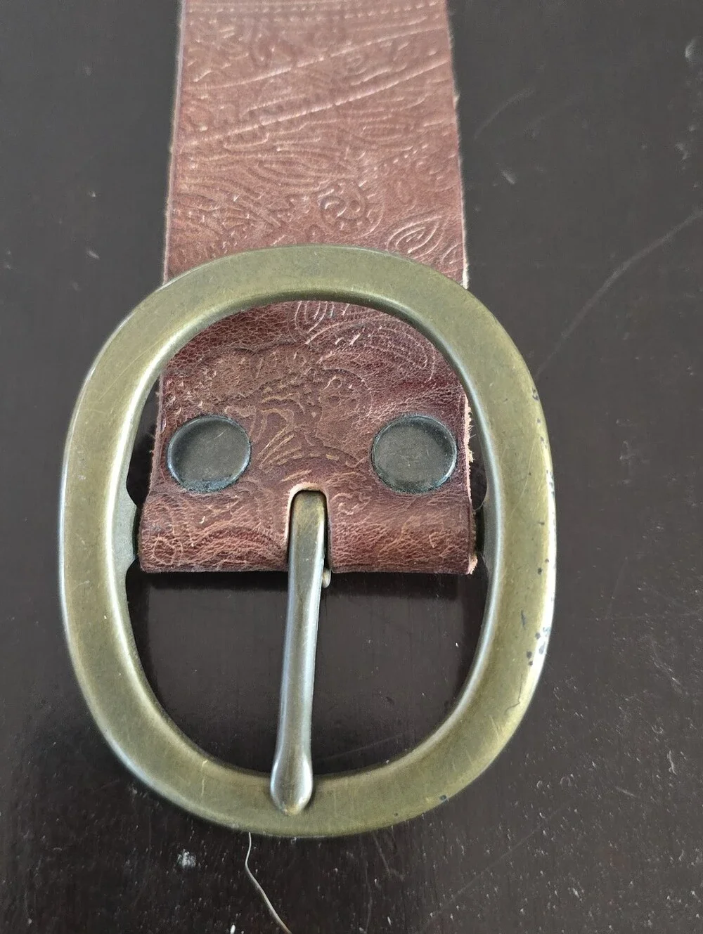 Fossil Brown Leather Women's Belt with Brass Oval Buckle